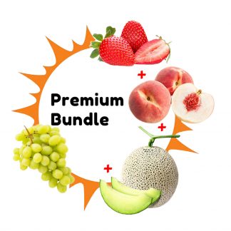 Premium Bundle ~ Japan Viet Fuji Muskmelon (1 Whole) + Korea Strawberry 330g + USA/AUS Green Grapes (Seedless) 1kg + White Peach (3pcs)