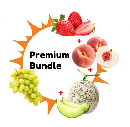 Premium Bundle ~ Japan Viet Fuji Muskmelon (1 Whole) + Korean Strawberry 330g + USA/AUS Green Grapes (Seedless) 1kg + White Peach (3 Pcs)