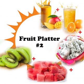 Fruit Platter #2 ~ Green Kiwi 290g + Red Watermelon 340g + White Dragon Fruit 260g + Mango Milkshake 450ml + Orange Juice 450ml