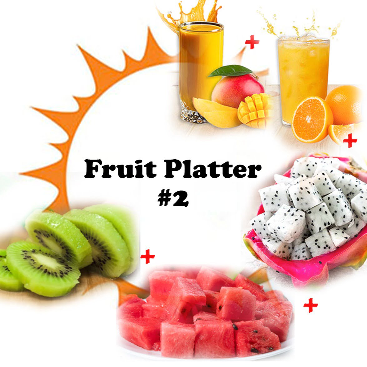 Fruit Platter #2 ~ Green Kiwi 290g + Red Watermelon 340g + White Dragon  Fruit 260g + Mango Milkshake 450ml + Orange Juice 450ml - Fresh Fruits  Singapore | Fruits Express Delivery