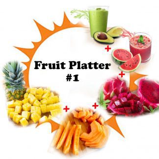 Fruit Platter #1 ~ Rock Melon 300g + Honey Pineapple 350g + Red Dragon Fruit 260g + Avocado Milkshake 450ml + Watermelon Juice 450ml