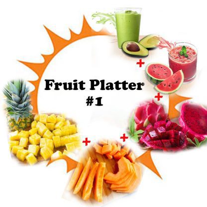 Fruit Platter #1 ~ Rock Melon (300g) + Honey Pineapple (350g) + Red Dragon Fruit (260g) + Avocado Milkshake (450ml) + Watermelon Juice (450ml)