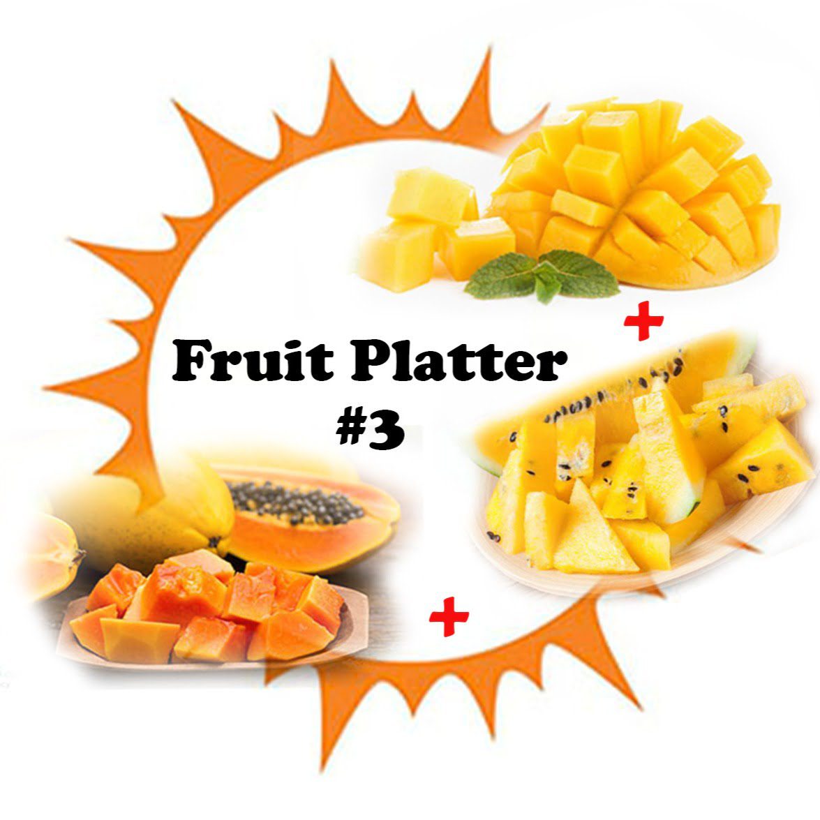 Fruit Platter #3 ~ Papaya 340g + Mango 400g + Yellow Watermelon 340g -  Fresh Fruits Singapore | Fruits Express Delivery