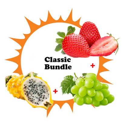 Classic bundle ~ aus/usa green grapes (seedless) (1kg) + korea strawberry (330g) + ecuador dragon fruit (yellow) (1pc)